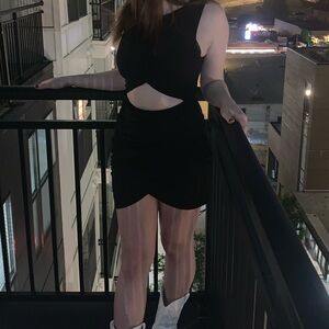 Amazon Elegant Black Cut-Out Mini Dress